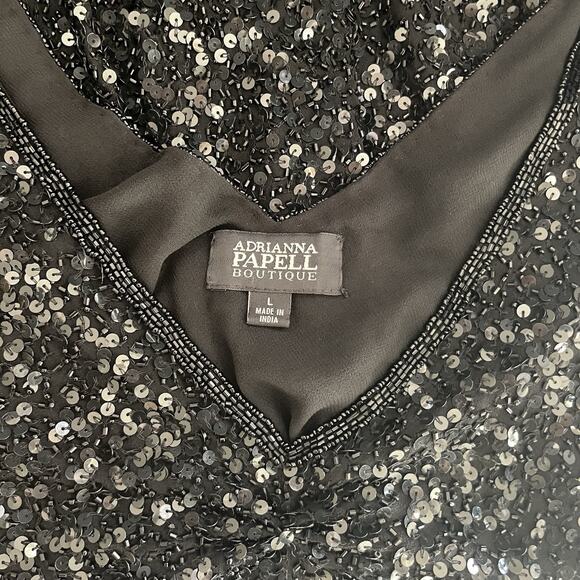 Vintage Adrianna Papell Sequin Top Black Size L - Picture 10 of 15